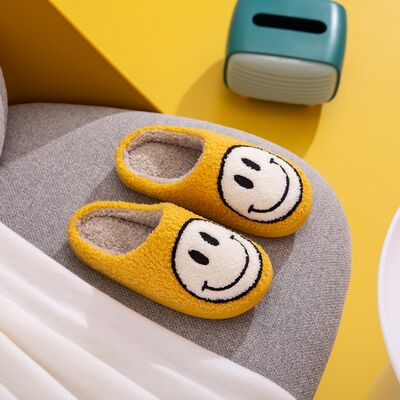 Melody Smiley Face Yellow White Slippers