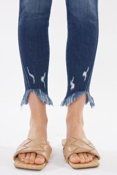 Kancan Raw Hem High Waist Cropped Jeans *
