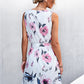 Women's Printed Zip Detail Belted Sleeveless Dress