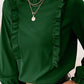 Frill Round Neck Flounce Sleeve Blouse