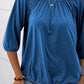 Full Size Gathered Detail Round Neck T-Shirt