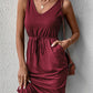 V-Neck Curved Hem Sleeveless Dress