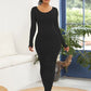 Round Neck Long Sleeve Maxi Wrap Dress