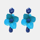 Bloosm Flower and Teardrop Resin Dangle Earrings