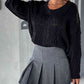 V-Neck Cable-Knit Long Sleeve Sweater