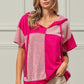 BiBi Color Block Exposed Seam Short Sleeve Hooded Top - Brand BiBi