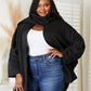 HEYSON Full Size Open Front Black Cardigan with Scarf Design