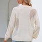 Beauteous Openwork Round Neck Dropped Shoulder Knit Top