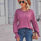 Full Size Round Neck Flounce Sleeve Blouse
