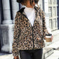 Maya Full Size Leopard Zip-Up Camel Brown Hooded Jacket