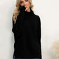 Slit Turtleneck Dropped Shoulder Sweater