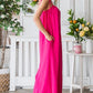 Veveret Pocketed Spaghetti Strap Wide Leg Jumpsuit