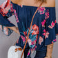 Full Size Printed Off-Shoulder Flounce Sleeve Top