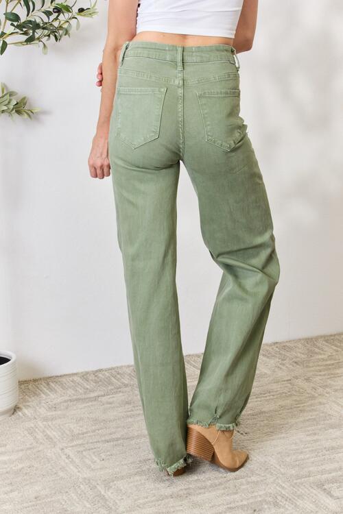 RISEN Full Size Raw Hem Wide-Leg Jeans *