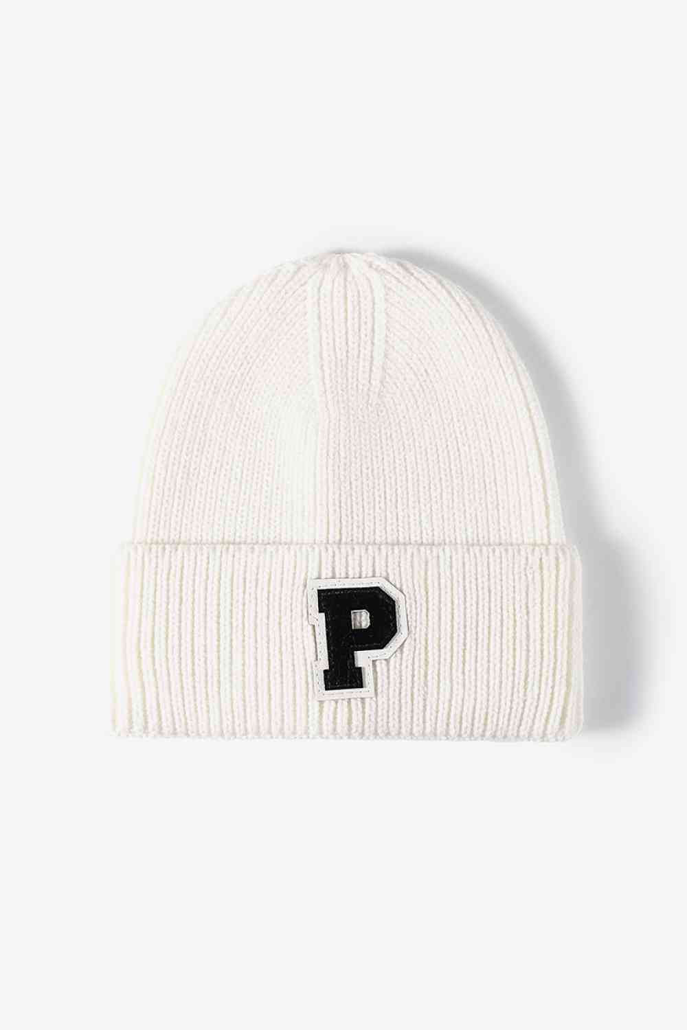 EZBeanie Letter Patch Cuffed Knit Hat Beanie