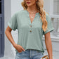 Eyelet Notched Short Sleeve T-Shirt