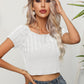 Cable-Knit Round Neck Short Sleeve Knit Top