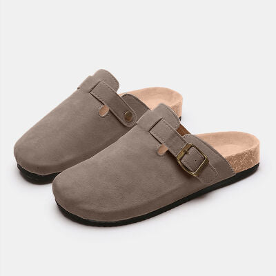 Suede Shoe Closed Toe Buckle Slides