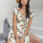 Tied Slit Floral Short Sleeve Dress