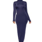 Mock Neck Long Sleeve Maxi Slim Dress