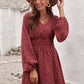 Smocked V-Neck Balloon Sleeve Dress