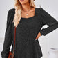 Ribbed Square Neck Long Sleeve T-Shirt