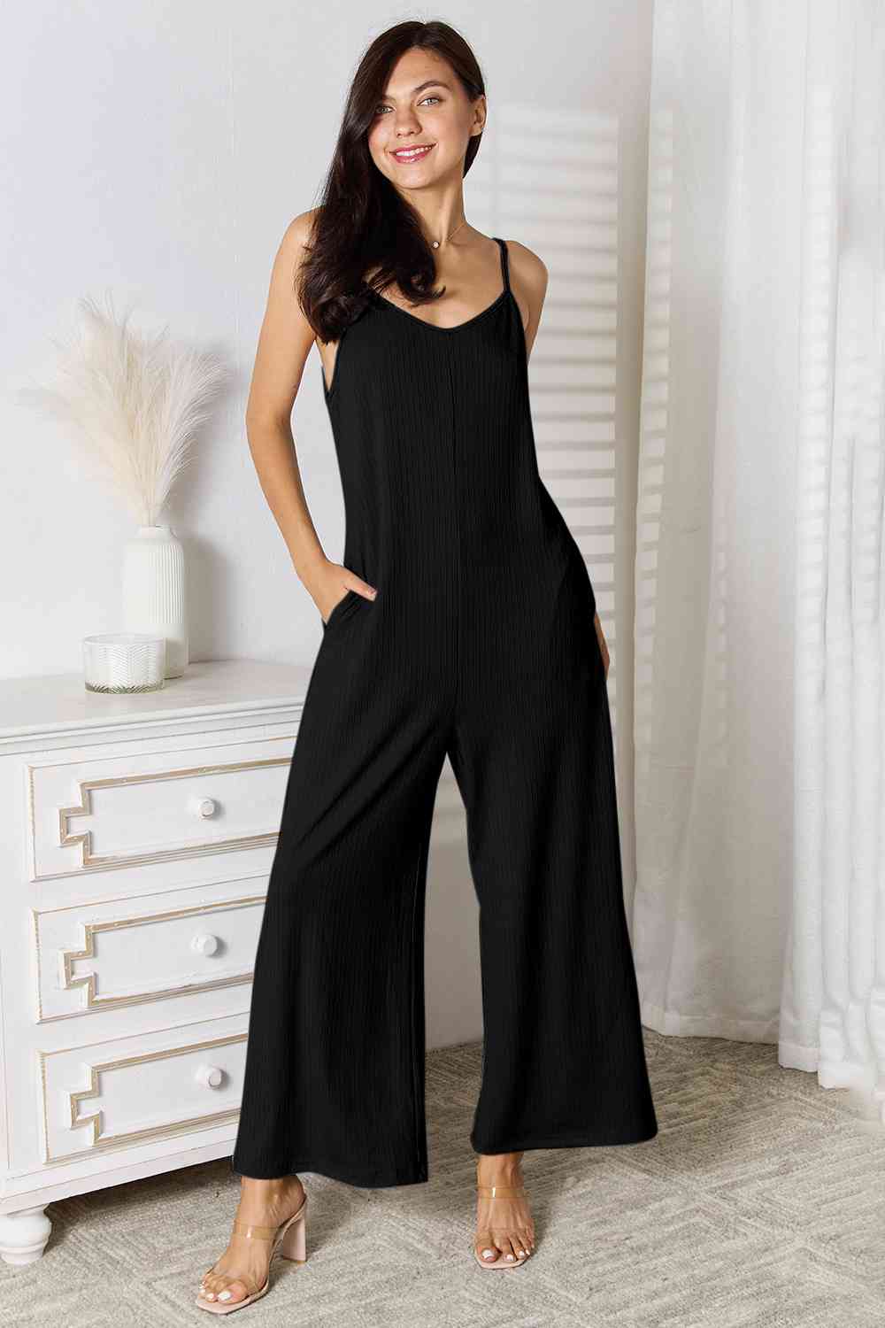 Basic Bae Full Size Spaghetti Strap V-Neck Jumpsuit *