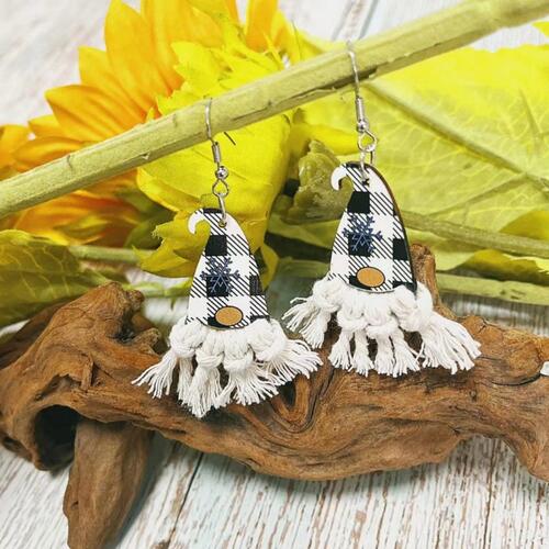 Xylem CHRISTMAS GNOMES Pointed Hat Tassel Earrings