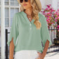 Notched Half Button T-Shirt