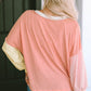 Color Block V-Neck Dropped Shoulder Sweatshirt with Pocket