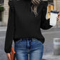 Full Size Mock Neck Ruffle Shoulder Blouse