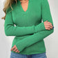 Johnny Collar Rib-Knit Top