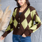 Geometric Button Up Dropped Shoulder Cardigan