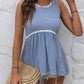 Women's Striped Lace Trim Round Neck Tank