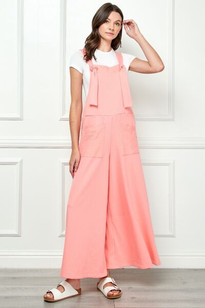 Veveret Wide Strap French Terry Overalls *