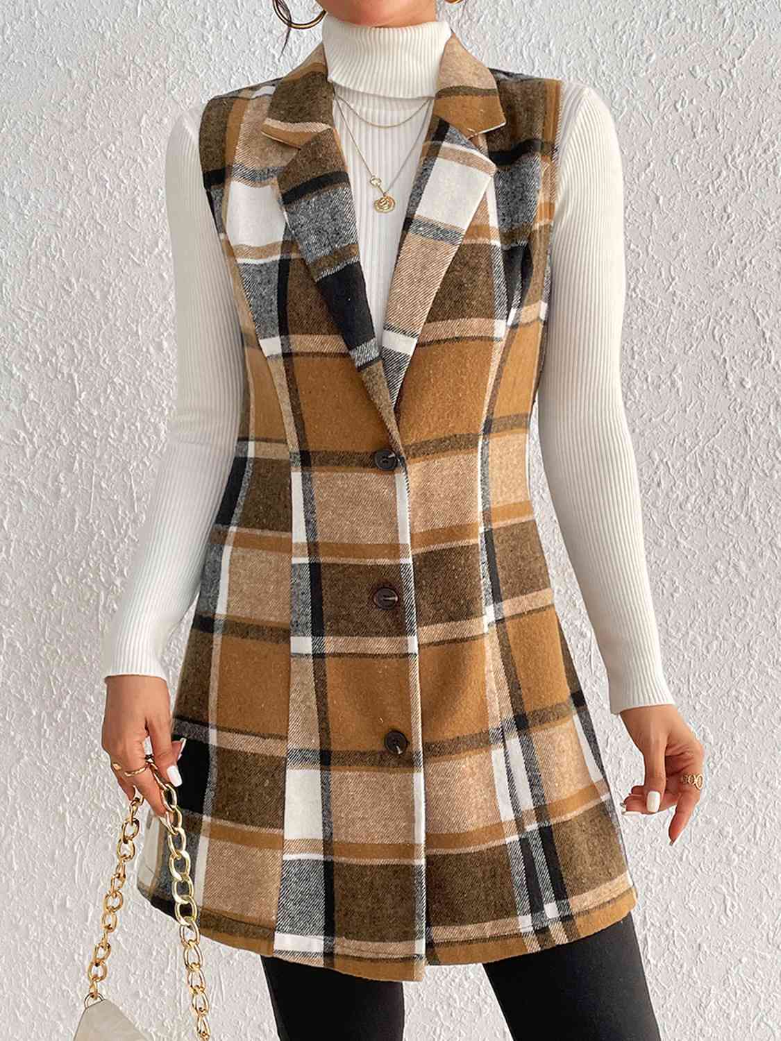 Savannah Mea Plaid Lapel Collar Vest