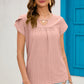 Eyelet Round Neck Short Sleeve T-Shirt