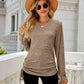 Full Size Drawstring V-Neck Long Sleeve T-Shirt