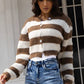 SoComfy Striped Button Up Dropped Shoulder Cardigan