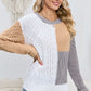 Pretty Mix Cable-Knit Openwork Round Neck Color Block Sweater 🦋