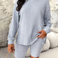Ribbed Round Neck Dropped Shoulder Top and Shorts Set