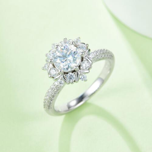 1 Carat Moissanite 925 Sterling Silver Flower Shape Ring 💜