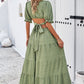 Tie Back Short Sleeve Tiered Dress