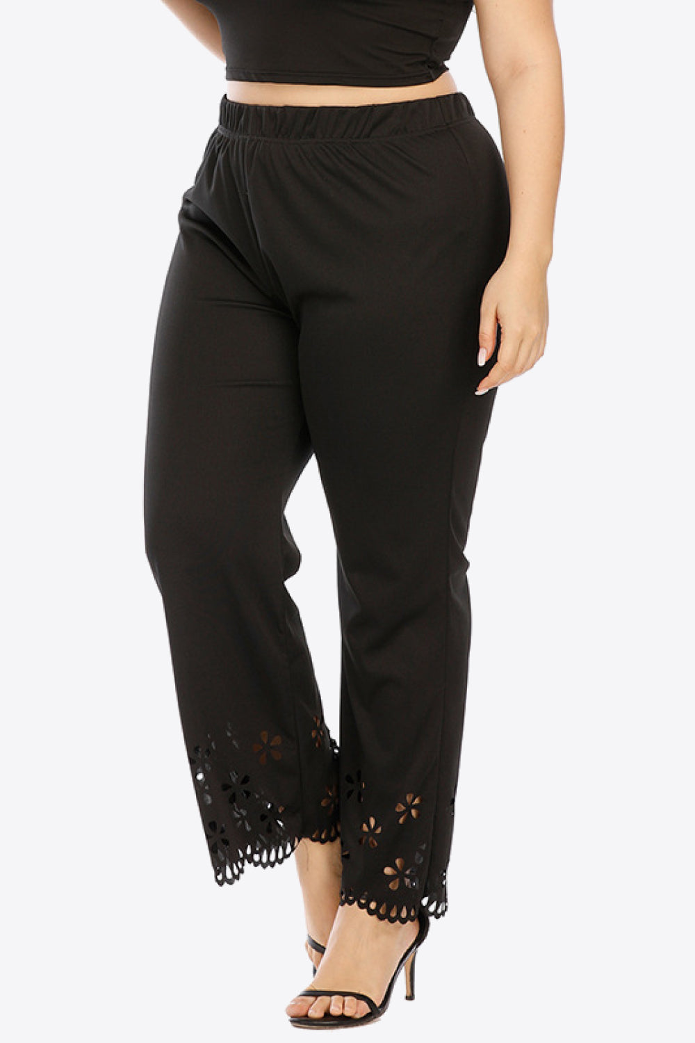 Women's Plus Size Openwork Elastic Waist Pants