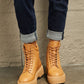 East Lion Corp Platform Caramel Combat Boots