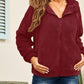 Drawstring Zip Up Hooded Plush Jacket