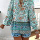 Aurora Lea Bohemian Tie Neck Lantern Sleeve Blouse