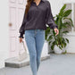 High-Low Collared Neck Lantern Sleeve Shirt