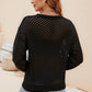 Beauteous Round Neck Openwork Dropped Shoulder Knit Top