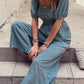 Printed Square Neck Jumpsuit with Pockets